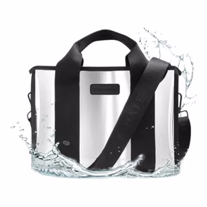 Case-Mate Mini Travel Tote Bag water-resistant travel shoulder bag, Silver Chrome