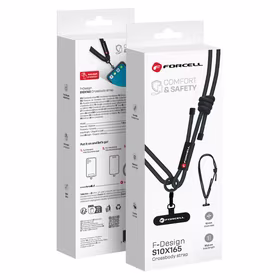FORCELL F-DESIGN S10X165 šķērsvirziena telefona siksniņa ar regulējamu garumu (maks. 82,5cm cilpā) melna