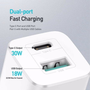 Зарядное устройство Dux Ducis C80 Super Si - USB + Type C - PD 30W QC 3.0 18W 3A белый