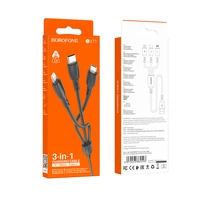 Borofone Kabelis BX71 3 in 1 - USB-C, Micro USB, Lightning - 2A, 1 metrs - melns