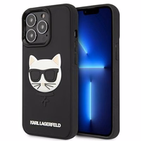 Karl Lagerfeld 3D gumijas Choupette apvalks viedtālrunim iPhone 13 Pro / iPhone 13 - melns