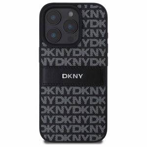 DKNY tekstūras raksta svītrains viedtālruņa apvalks iPhone 16 Pro Max - melns