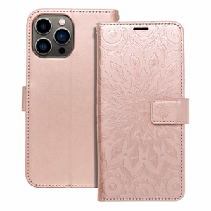 MEZZO grāmatas viedtālruņa apvalks IPHONE 13 PRO MAX mandala rozā zelts