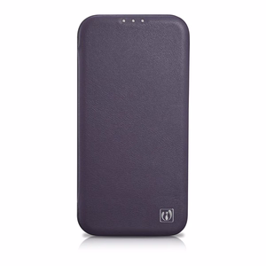 iCarer CE Premium ādas folio viedtālruņa apvalks iPhone 14 Plus magnētiskais atveramais ādas folio apvalks MagSafe tumši violeta