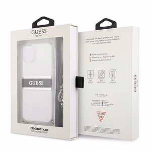 Guess GUHCP13SKC4GBSI iPhone 13 mini 5.4" Caurspīdīgs cietais apvalks 4G Pelēks Siksna Sudraba Ķēde