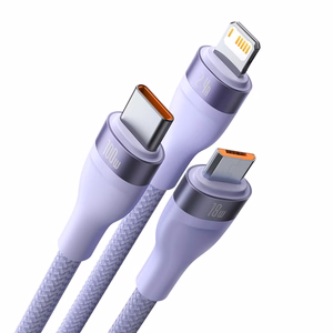 Кабель Baseus Flash Series II 3 в 1 - USB на Type C, Lightning, Micro USB - 100W 6A 1,2 метра (CASS030005) фиолетовый