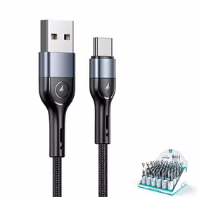 USAMS Kabelis pīts U55 2A USB-C komplektam U55 melns 1M SJ449ZJ01 (US-SJ449)