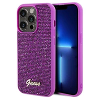 Guess Disco Metal Script viedtālruņa apvalks iPhone 14 Pro Max – fuksijas
