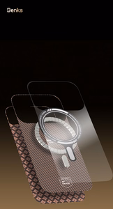 Benks Magnetic Armor Air Armor Grid Kevlar Case Metal Frame 600D (A067) priekš Iphone 17 gold