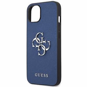 Guess GUHCP13SSA4GSBL iPhone 13 mini 5.4" zils/zils cietais apvalks Saffiano 4G Metāla Logotipa