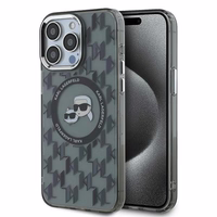 Karl Lagerfeld IML Monogramma Karl & Choupette Galva Magnētiskais Viedtālruņa apvalks iPhone 15 Pro - melns