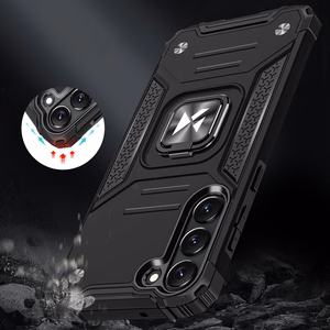 Wozinsky Ring Armor viedtālruņa apvalks Samsung Galaxy S23+ bruņu apvalks ar magnētisku turētāju un gredzenu melns