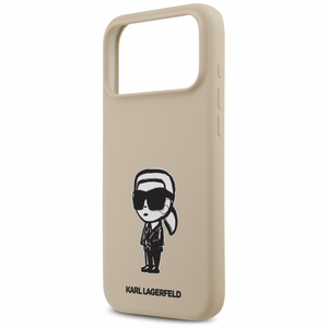 KARL LAGERFELD viedtālruņa apvalks IPHONE 17 Pro Max ar MagSafe saderīgs (silikona ar KL zīmējumu un logotipu) - brūns