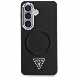 Guess maciņš Embossed Ring Triangle Logo MagSafe priekš Samsung Galaxy S26 melns