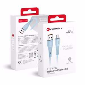Cable USB A to Micro USB Forcell F-Energy QC3.0 2,4A 18W Silicone 1 m C341 blue