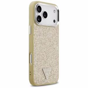 Guess Mirdzošs Trīsstūra Logotips Magnētiskais viedtālruņa apvalks iPhone 17 Pro Max zelta