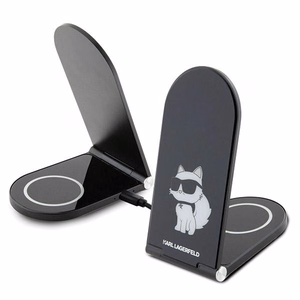 Karl Lagerfeld Choupette MagSafe indukcijas lādētājs 15W, salokāms 2in1 - melns