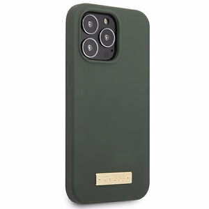 Guess Silikona Logo Plate Magnētiskais apvalks iPhone 13 Pro / iPhone 13 - zaļš
