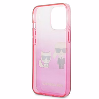 Karl Lagerfeld Gradient Ikonik Karl&Choupette viedtālruņa apvalks iPhone 13 Pro / iPhone 13 – rozā