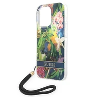 Guess GUOHCP14LHFLSB iPhone 14 Pro 6.1 "zils / zils cietais apvalks Ziedu Siksna