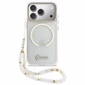 Guess IML Glitters Script Siksniņa MagSafe Maciņš for iPhone 17 Pro - Clear