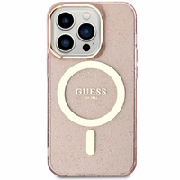 Guess GUHMP14LHCMCGP iPhone 14 Pro 6.1" rozā/rozā cietais apvalks Spīdumi Zelts MagSafe