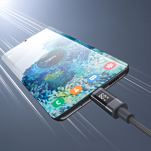 Choetech XCC-1068 PD 60W USB-C - USB-C kabelis ar displeju 1.2 m - melns