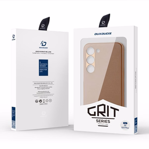 Dux Ducis Grit viedtālruņa apvalks Samsung Galaxy S23+ elegants apvalks no mākslīgās ādas brūna