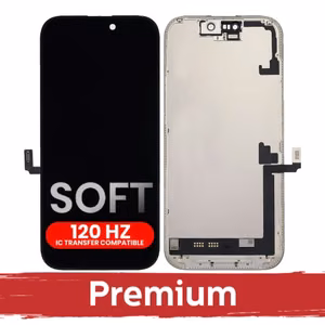LCD displejs, saderīgs ar iPhone 17, melns (SOFT OLED / Stable 120Hz / Premium) *Pašdiagnosticējams*