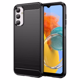 Elastīgais oglekļa raksta vāciņš Samsung Galaxy M14 viedtālrunim Carbon Case - melns