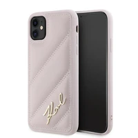 Karl Lagerfeld Diagonal Quilted Script apvalks viedtālrunim iPhone 11 / Xr - rozā