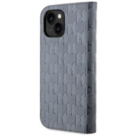Karl Lagerfeld KLBKP14SSAKLHPG iPhone 14 6.1" grāmatas apvalks sudraba/sudraba Saffiano Monogram
