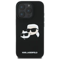 Karl Lagerfeld silikona magnētiskais viedtālruņa apvalks iPhone 16 Pro Max ar galvu attēliem - melns
