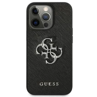 Guess Saffiano 4G Metal Logo viedtālruņa apvalks iPhone 13 Pro / 13 6.1 - melns
