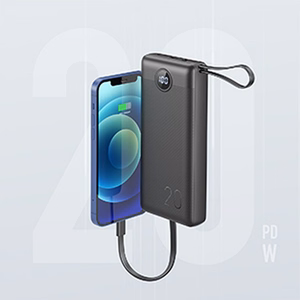 VEGER Portatīvais lādētājs 20000 mAh ar iebūvētu kabeli Micro USB / Type C / Lightning C20 (W2047 / W2059) melns