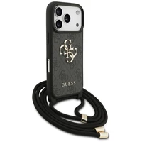 Guess 4G Big Logo Cord Stap soma pāri plecam viedtālrunim iPhone 17 Pro - melns
