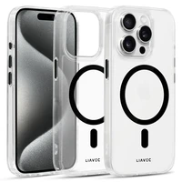 Liavec Spīdīgs Magnētiskais Caurspīdīgs viedtālruņa apvalks Iphone 13 Pro melna