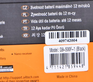 A4Tech G9-500F pele RF bezvadu V-Track 1000 DPI labrocīga