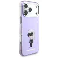 Karl Lagerfeld IML akvareļu Karl & Choupette un logotipa magnētiskais viedtālruņa apvalks iPhone 17 Pro Max - violets