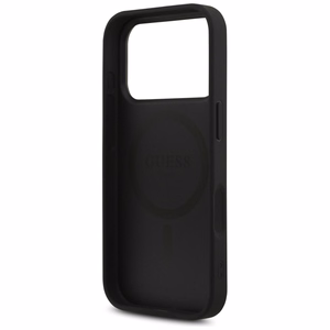 Guess Ādas 4G Trijstūra Strass Magnētiskais viedtālruņa apvalks iPhone 17 Pro - melns