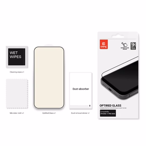 Crong OptiRed Glass rūdīta stikla ekrāna aizsargs ar zilās gaismas filtru, paredzēts iPhone 17 Pro Max