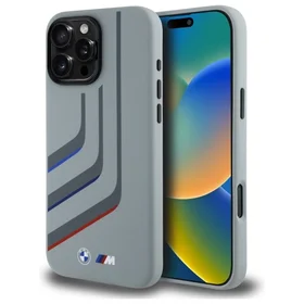 BMW Silikona Pagriežamās Līnijas Magnētiskais viedtālruņa apvalks iPhone 16 Pro Max - pelēks