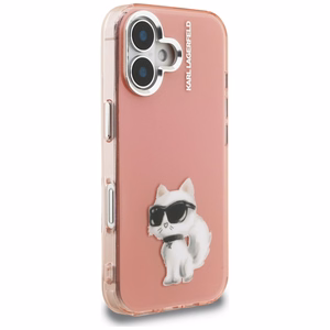 Karl Lagerfeld IML Aquarelle Choupette & Logo iPhone 16 macins - roza