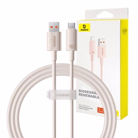 Ātrās uzlādes kabelis Baseus USB uz USB-C Habitat Series 1m 100W (rozā)