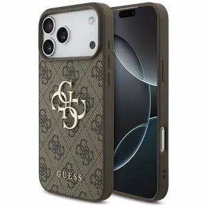 Guess PU 4G Metal Logo vāciņš Apple iPhone 18 Pro, brūns