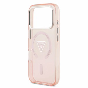 GUESS magnētiskais viedtālruņa apvalks IPHONE 17 Pro, savietojams ar MagSafe GUHMP17LHGTMLCGP (IML gradienta apvalks ar trīsstūra logotipu) rozā