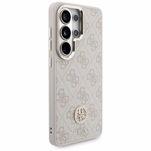 Guess 4G Big Rhinestone Triangle Strap MagSafe maciņš + siksniņa Samsung Galaxy S26 Ultra rozā