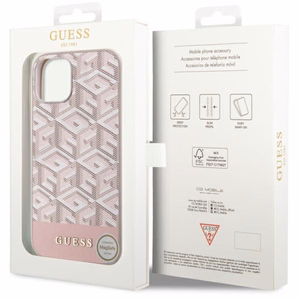 Guess GUHMP14MHGCFSEP iPhone 14 Plus 6.7" rozā/rozā cietais apvalks GCube Stripes MagSafe