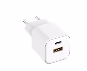 Setty sienas lādētājs USB-A + USB-C 20W LSGaN-AC-200 balts