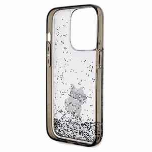 Karl Lagerfeld Liquid Glitter Choupette viedtālruņa apvalks iPhone 14 Pro - caurspīdīgs